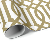 Gold en White Modern Trellis Pattern Cadeaupapier (Rol Hoek)