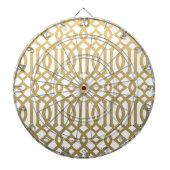 Gold en White Modern Trellis Pattern Dartbord (Voorkant)