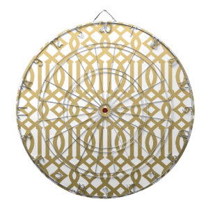 Gold en White Modern Trellis Pattern Dartbord