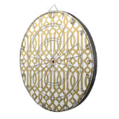 Gold en White Modern Trellis Pattern Dartbord (Voorkant Rechts)
