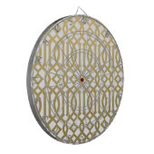 Gold en White Modern Trellis Pattern Dartbord (Voorkant Links)