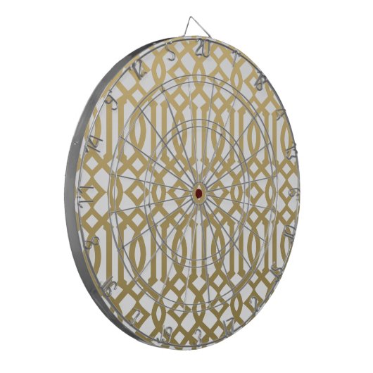 Gold en White Modern Trellis Pattern Dartbord (Voorkant Links)