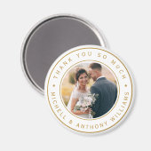 Gold en White Modern Weddenschap Foto bedankt Magneet (Voorkant / Achterkant)