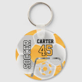 Gold en White personaliseren Voetbal ⚽ 💖 Sleutelhanger (Voorkant)