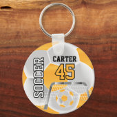 Gold en White personaliseren Voetbal ⚽ 💖 Sleutelhanger (Voorkant)