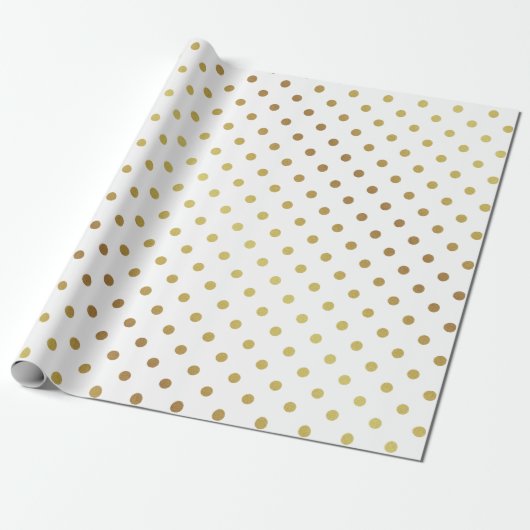 Gold en White Polka Dots Cadeaupapier (Uitgerold)