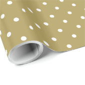 Gold en White Polka Dots Cadeaupapier (Rol Hoek)