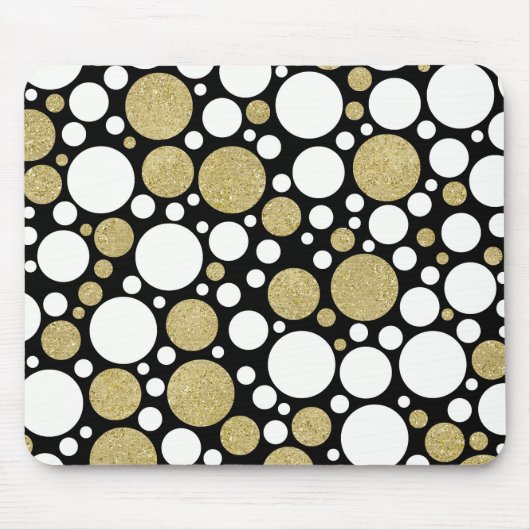 Gold en White Polka Dots Muismat (Voorkant)