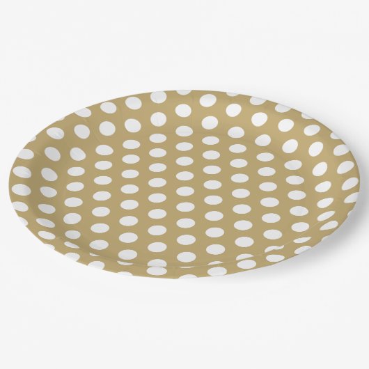Gold en White Polka Dots Papieren Bordje (Gekanteld)