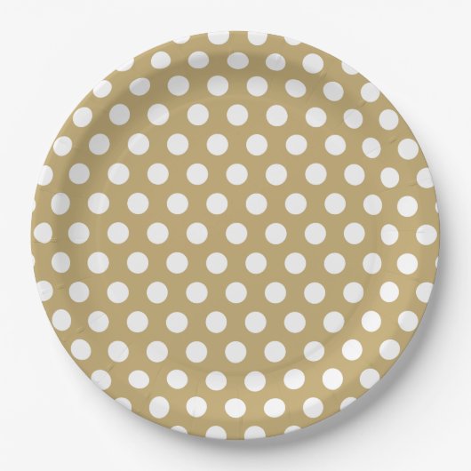 Gold en White Polka Dots Papieren Bordje (Voorkant)
