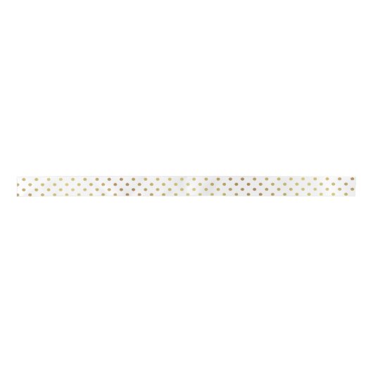 Gold en White Polka Dots Satijnen Lint (Voorkant)