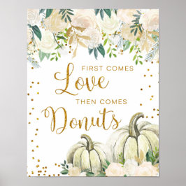 Gold en White Pumpkin Love is Sweet Sign Poster
