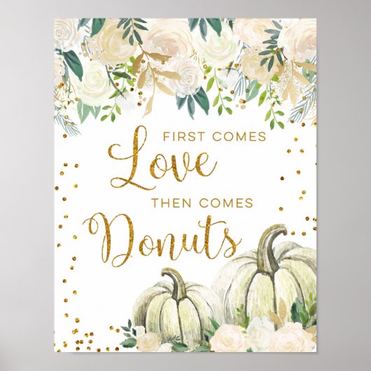 Gold en White Pumpkin Love is Sweet Sign Poster (Voorkant)