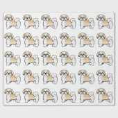 Gold en White Shih Tzu Cartoon Dog Pattern Cadeaupapier (Vlak)