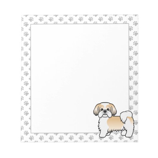 Gold en White Shih Tzu Cute Cartoon Dog Notitieblok (Voorkant)