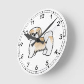 Gold en White Shih Tzu Cute Cartoon Dog Ronde Klok (Hoek)