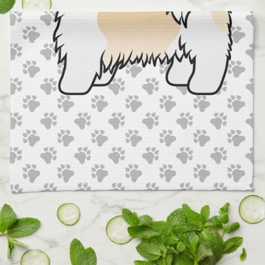 Gold en White Shih Tzu Cute Cartoon Dog Theedoek (Gevouwen)