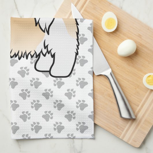 Gold en White Shih Tzu Cute Cartoon Dog Theedoek (Quarter Fold)