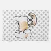 Gold en White Shih Tzu Cute Cartoon Dog Theedoek (Horizontaal)