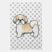 Gold en White Shih Tzu Cute Cartoon Dog Theedoek (Verticaal)