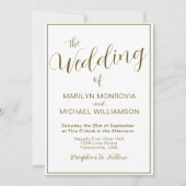 Gold en White Simple Elegant Wedding Invitation Kaart (Voorkant)