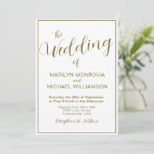 Gold en White Simple Elegant Wedding Invitation Kaart (Staand voorkant)