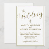 Gold en White Simple Elegant Wedding Invitation Kaart (Voorkant / Achterkant)