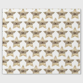 Gold en White Stars Pattern Elegant Kerstmis Cadeaupapier (Vlak)