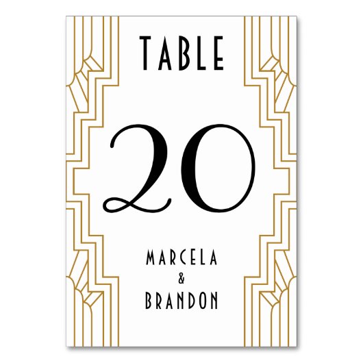 Gold- en White Table Number-Kaart Kaart (Achterkant)