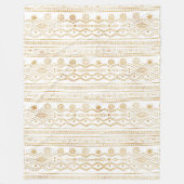 Gold en White Tribal Doodling Design Fleece Deken (Voorkant)