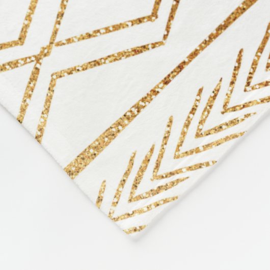 Gold en White Tribal Doodling Design Fleece Deken (Hoek)