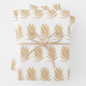 Gold- en White Tropical Palm Leaves Pattern Inpakpapier Vel (In situ)