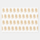 Gold- en White Tropical Palm Leaves Pattern Inpakpapier Vel (Voorkant)