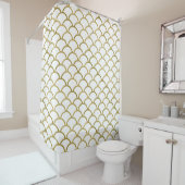 Gold en White Zee Pattern Shower Curtain Douchegordijn (In situ)