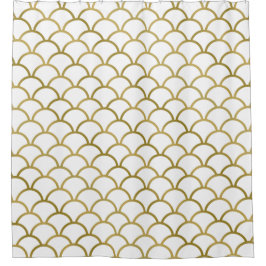 Gold en White Zee Pattern Shower Curtain Douchegordijn