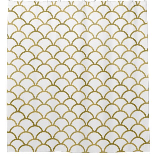 Gold en White Zee Pattern Shower Curtain Douchegordijn (Voorkant)