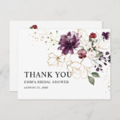 Gold en wijn Floral Hartelijk dank Vrijgezellenfee Briefkaart (Voorkant / Achterkant)