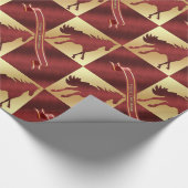 Gold en Wine Horse Merry Kerstmis. Afdrukken Cadeaupapier (Hoek)