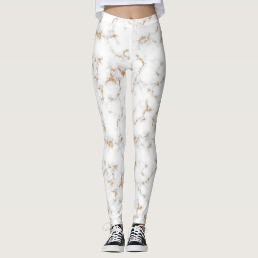Gold- en witmarmer-Leggings Leggings (Voorkant)