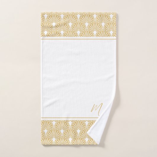 Gold en witte  Art Deco Pattern Bad Handdoek (Handdoek)