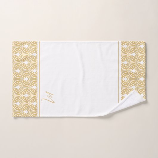 Gold en witte  Art Deco Pattern Bad Handdoek (Handdoek)
