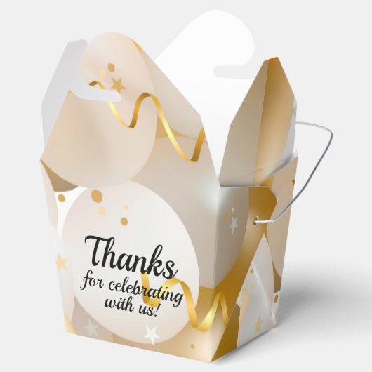 Gold- en witte ballonnen bedankdoosjes (Geopend)