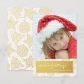 Gold- en witte kerstfeestdag fotokaart kaart (Voorkant / Achterkant)