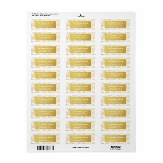 Gold- en witte kerstvakantieetiketten etiket (Full Sheet)
