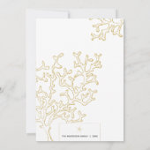 Gold- en witte Zeeen en groetings-kerstmis Feestdagenkaart (Achterkant)