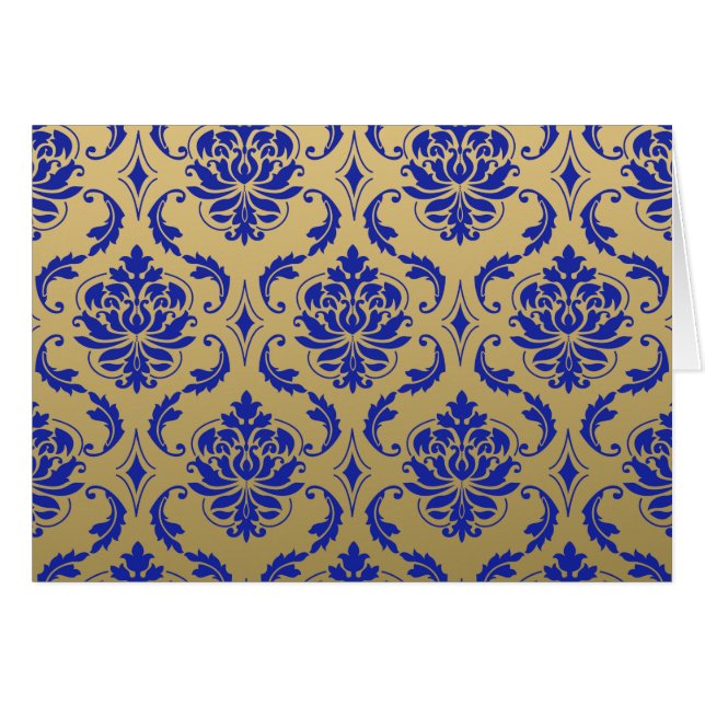 Gold en Zaffre Blue Classic Damask (Voorkant Horizontaal)