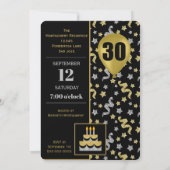 Gold en zilver op zwarte 30e verjaardag Confetti Kaart (Achterkant)