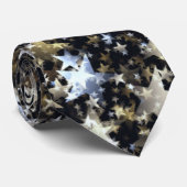 Gold- en zilver-sterren op zwart stropdas (Opgerold)