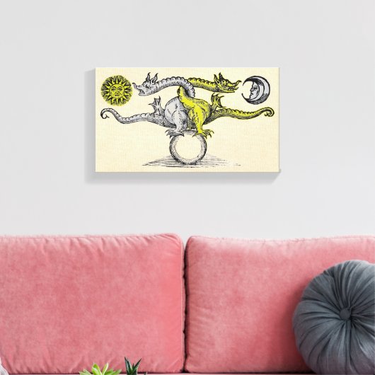 Gold- en zilverdragons canvas afdruk (Insitu (Woonkamer))