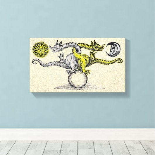 Gold- en zilverdragons canvas afdruk (Insitu (Houten vloer))